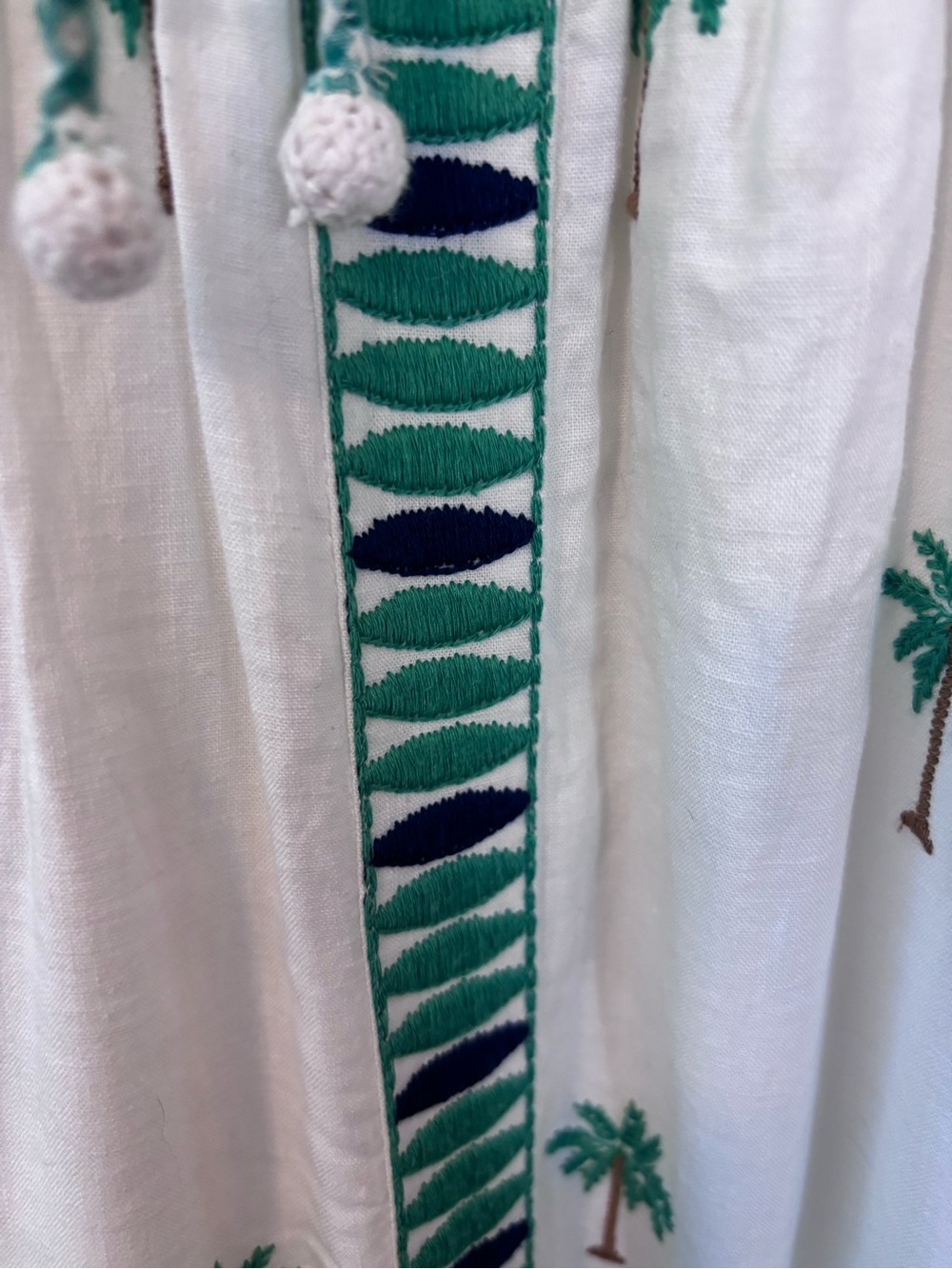 FARM Rio Bohemian Linen Maxi Dress with Green Palm Embroidery - Picture 5 of 14